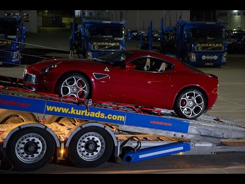 Elegant Alfa Romeo 8C Competizione on Kurbads’ car carrier