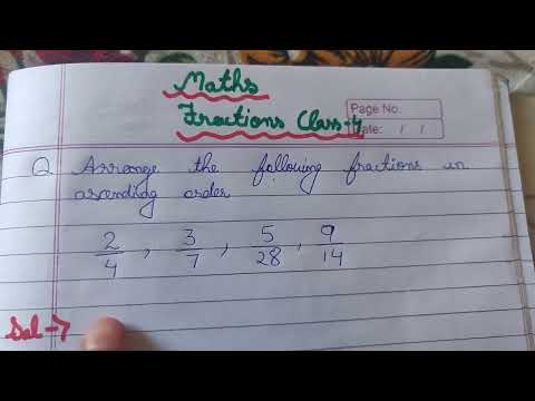 Arrange the following fractions in ascending order - class 4
