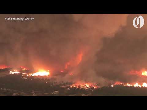 Aerial footage of massive fire tornado that killed California firefighter