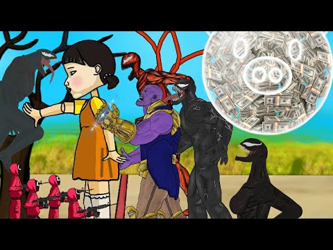 Squid game vs Thanos,Venom,Carnage,Riot,She Venom - Drawing cartoons 2