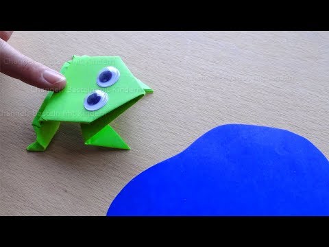 Origami Frosch falten mit Papier 🐸 Basteln mit Papier. Bastelidee für einfaches Origami Tier.