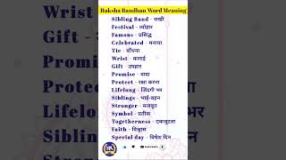 Raksha Bandhan Word Meaning | English of Rakhi | #rakshabandhan special #Shorts #ArthClasses