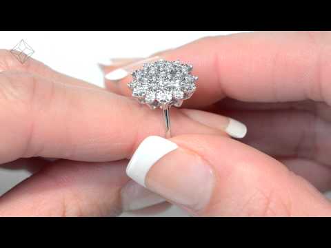 Diamond 0.10ct 9K White Gold Large Cluster Ring - E5888