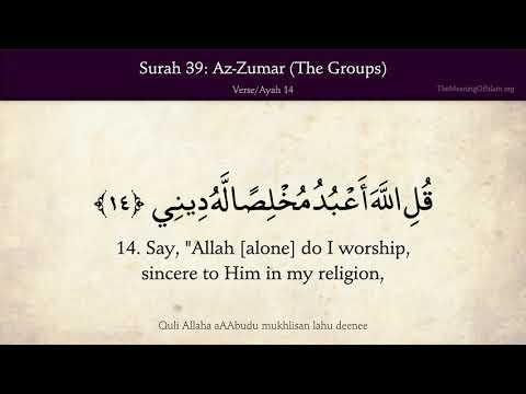Quran: 39. Surah Az-Zumar (The Crowds): Arabic and English translation
