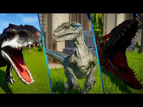 Indominus Rex Vs Indoraptor Vs Blue Breakout and Fight - Jurassic World Evolution Blue Fight Scene