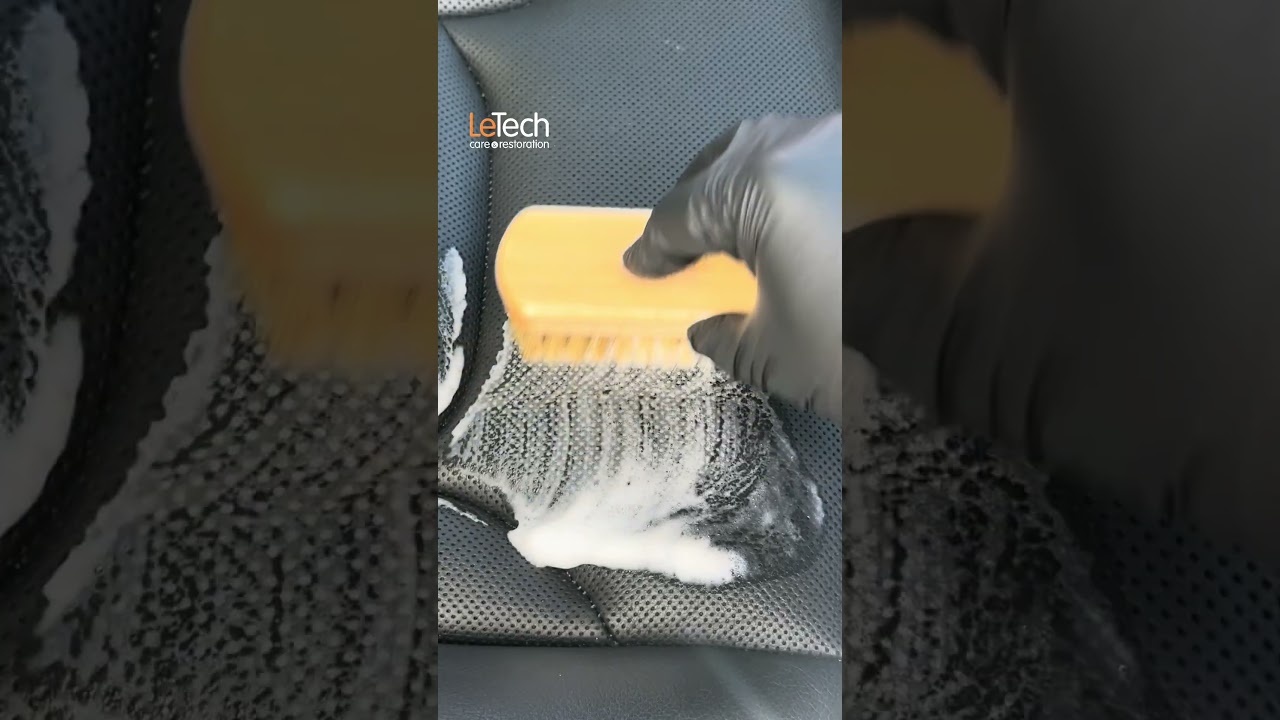 Black leather seat cleaning with Le Tech