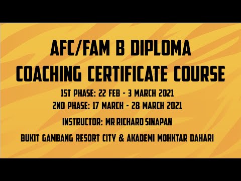 AFC/FAM B Diploma Coaching Certificate Course 2021 B1