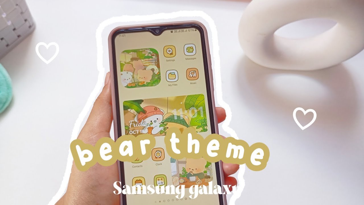 make your android phone aesthetic | cute bear theme| aesthetic homescreen android |samsung aesthetic