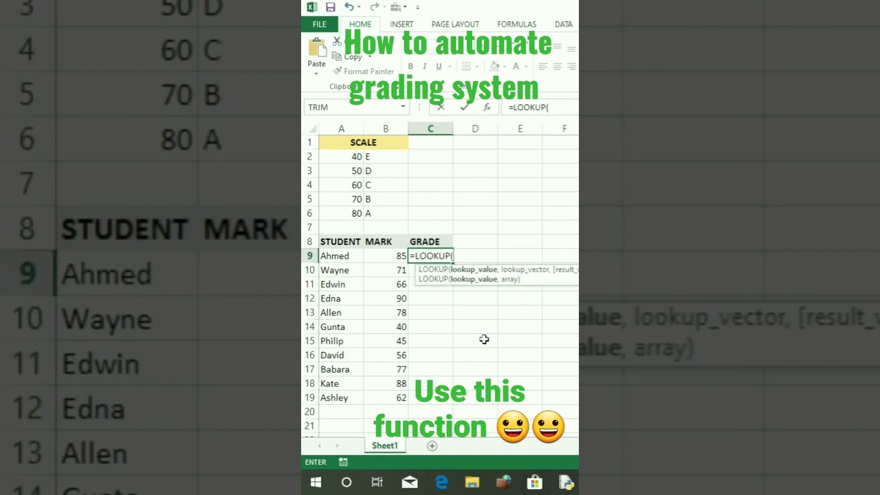 How to Automate Grading System with Excel. #short #excel #exceltricks #exceltips