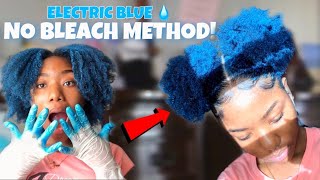 Dyeing My Natural Type 4 Hair BLUE! | Two Puffs On Natural Hair | NO BLEACH METHOD