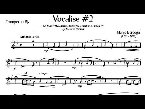[TRUMPET VOCALISE ETUDE] Marcos Bordogni Vocalise for Trumpet #02 (Demo Solo and play-along)