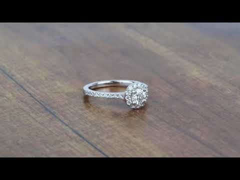 0.42 Carat Round Pave Halo Diamond Engagement Ring