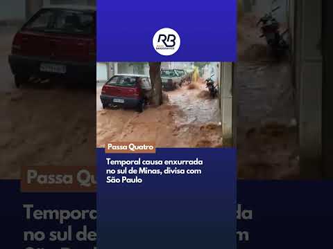 Vídeo de ouvinte de Passa Quatro - MG mostra enxurrada na tarde desta terça-feira (13)
