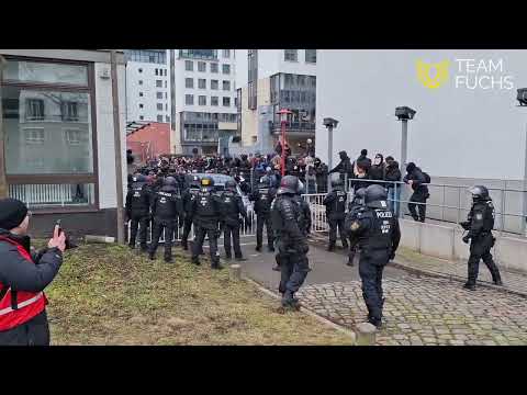 Escalations before the start of the memorial march, February 14, 2026, Dresden