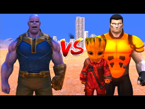 100 Thanos vs 1000 Baby Groot and 1000 Colossus (Marvel vs Marvel)