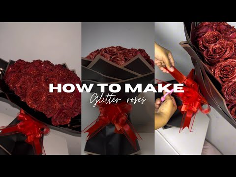 How to make a glitter rose bouquet 🌹 how to wrap flower bouquet