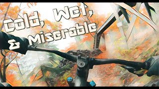 Riding the trail at Copper Harbor in spite of the nasty weather.