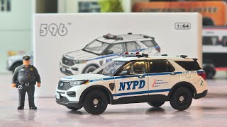 Perfect price quality! Diecast Car, Ford Police Interceptor Utility NYPD. 596, 1/64 scale, Premium.