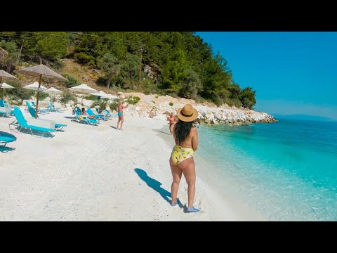 🇬🇷GREECE-MARBLE BEACH-PORTO VATHY BEACH WALK-(4k60fps)
