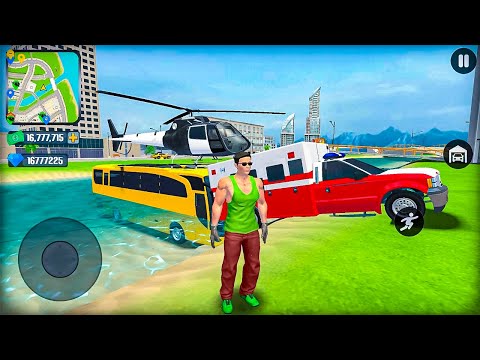 US Police Helicopter Coach Bus and Ambulance Go to Town VI Simulator - Android Gameplay