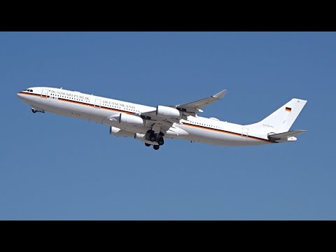 German Air Force Airbus A340-313 (16+02) departing Las Vegas!