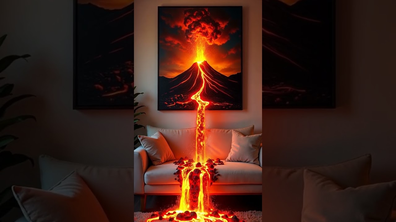 Volcanic Eruption in the Living Room #volcano #eruption #art