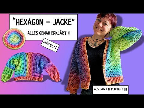 #4 "Hexagon Jacke"💕 ---- aus nur einem Bobbel ! 😁 #häkeln , #hexagoncardigan , #hexagon