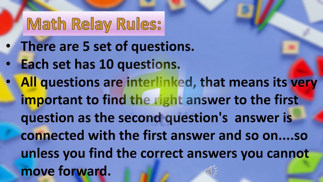 MATH RELAY | COMPETITION | MATHS RELAY