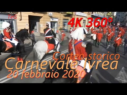 Corteo storico di giovedì 20 febbraio - 4K 360° - Carnevale Ivrea 2020