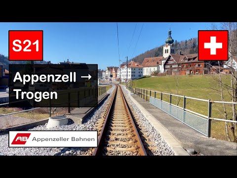 [4K] Cab Ride: AB APPENZELLER BAHNEN | S21: Appenzell → St. Gallen → Trogen | Stadler ABe 8/12 Tango