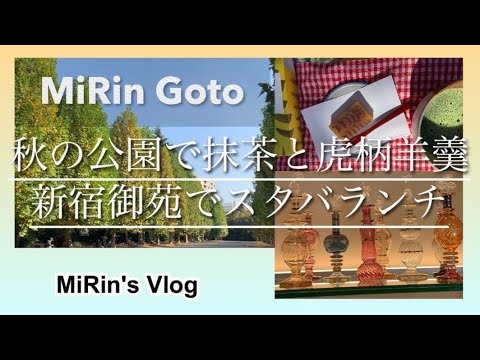 La vida cotidiana y las salidas. Vlog de MiRin. Matcha y tigre yokan en el parque de otoño. Almuerzo Starbucks en el Jardín Nacional Shinjuku Gyoen. Miringoto.