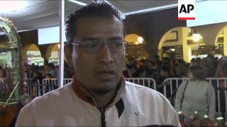 Nativity and Biblical scenes carved from root vegetables in Xmas tradition