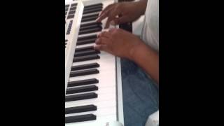 Bruce playing his keyboard