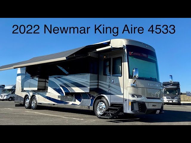 A preview image of the linked video showcasing 2022 Newmar King Aire 4533