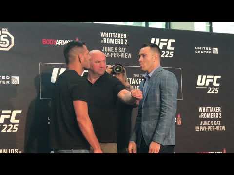 Rafael dos Anjos and Colby Covington square off at UFC 225 Media Day