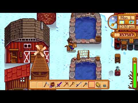 Let's Play Stardew Valley, Closed Caption, No Commentary, Rufus 1st 2nd day of Winter year 2