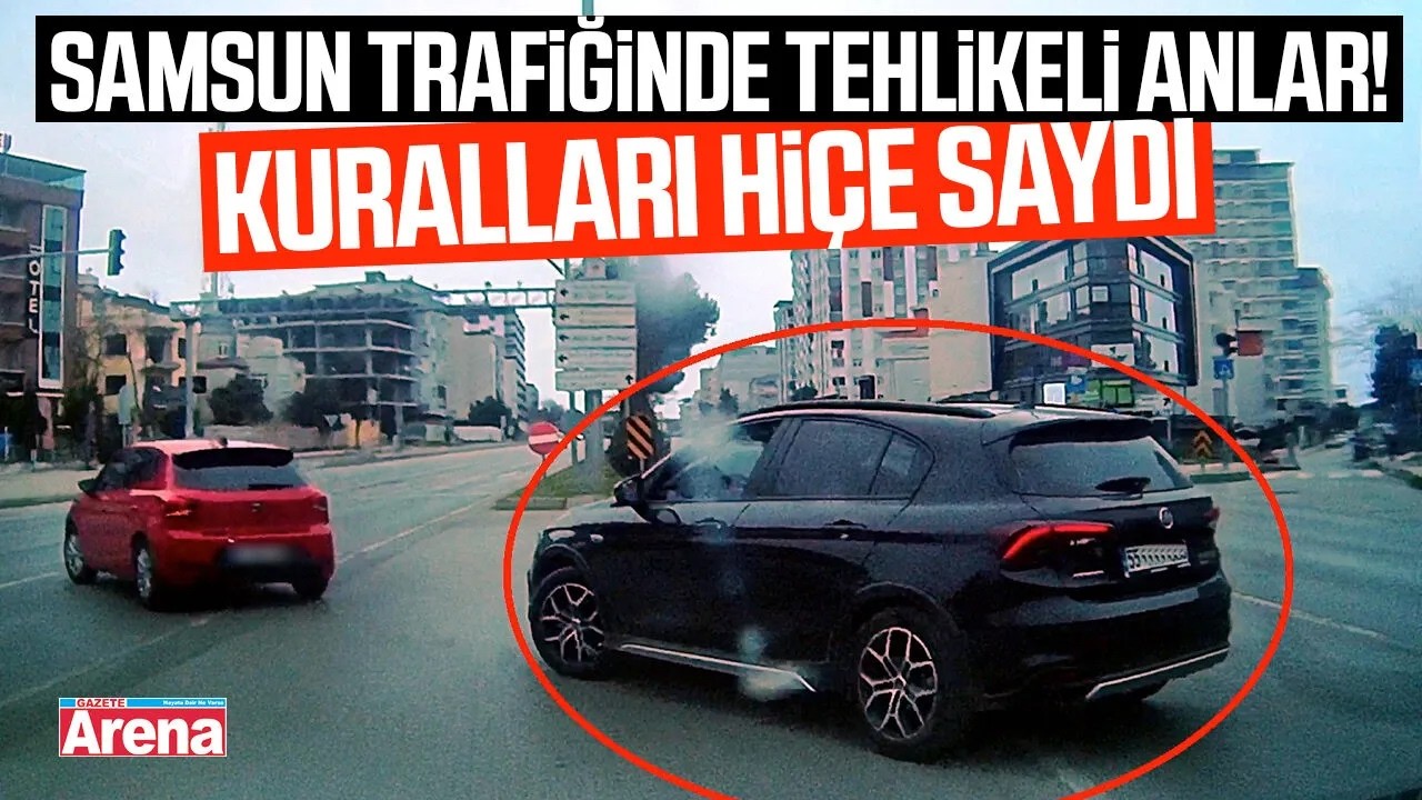 Samsun trafiğinde tehlikeli anlar!