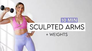 10 MIN TONED ARMS Workout with Weights or Bottles - for all Levels, All Standing, No Repeat