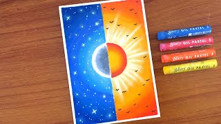 Oil Pastel Day & Night Painting for beginners | Oil Pastel Drawing