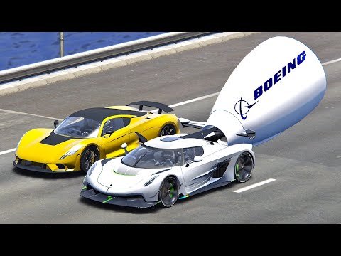Koenigsegg Jesko with Boeing Turbine Engine vs Hennessey Venom F5 - Drag Race 20 KM