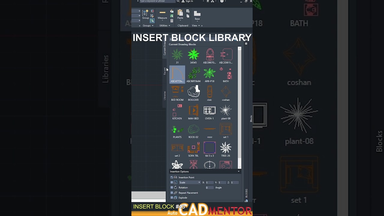 Insert block Library #43  | AutoCAD tutorial for beginners | AutoCAD basics