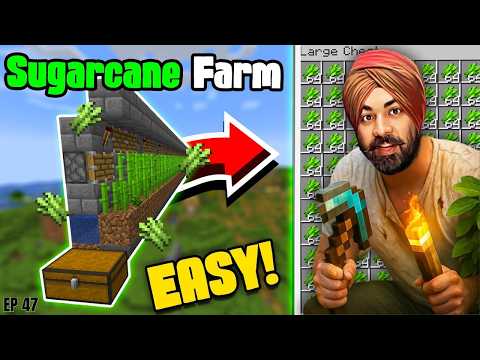 Minecraft Survival EP 47 | EASIEST Automatic Sugar Cane Farm 🌿 | Paper Farm