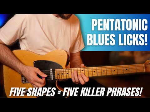 Five Killer Blues Licks; One for each Pentatonic minor scale shape! Guitar Lesson