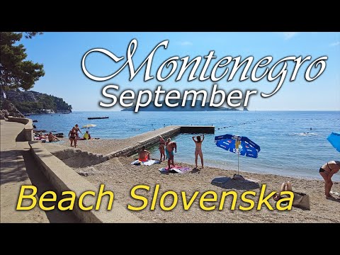 Budva ⁴ᴷ, Beach Slovenska, Montenegro, 🌡T+30C° - Virtual Walking Tour - Travel Guide - 4k