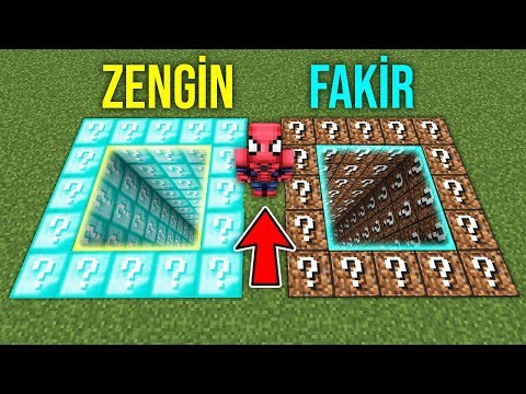 ZENGİN VS FAKİR ŞANS BLOKLARI ÇUKURU - Minecraft