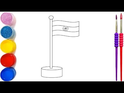HOW TO DRAW INDIAN FLAG STEP BY STEP  EASY FLAG DRAWING VIDEO || I LOVE INDIA || ( #23 DRAWING VIDEO