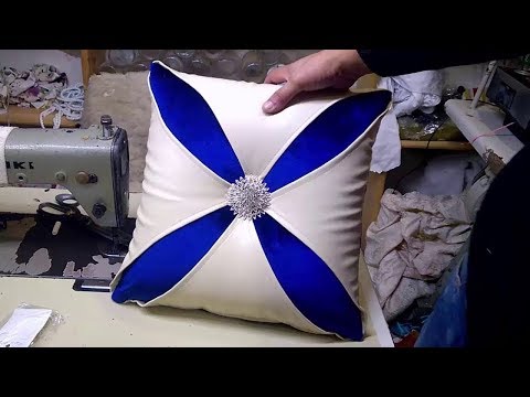 طريقة خياطة مخدة ديكور بالجلد لزينة الصالون المغربي--How to sew a pillow