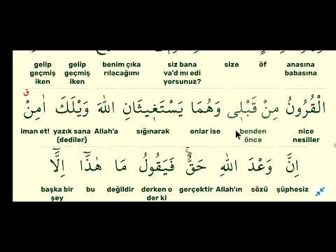 cüz 26 sayfa 503-ahkaf suresi kelime meal kelime manası açıklama tefsir kuranı anlamak.mustafa muş