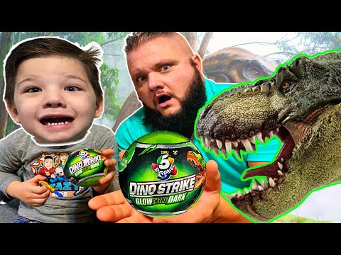 CALEB PRETEND PLAY DINOSAUR EGG HUNT! Searching For ZURU 5 SURPRISE DINO STRIKE SURPRISE TOYS!