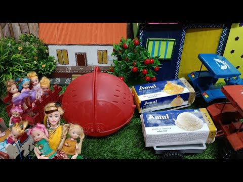 மகிழ்ச்சியான நேரம் பகுதி 188 | Kavitha Vinitha bathing in ice cream with jelly candy mini green food